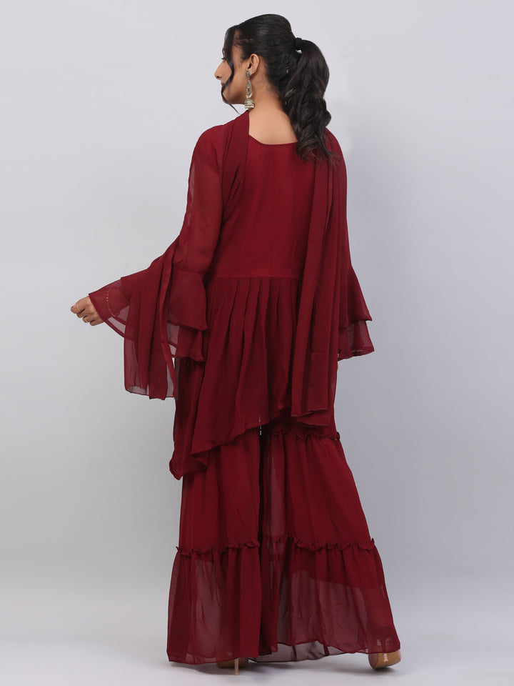Maroon Georgette Suit