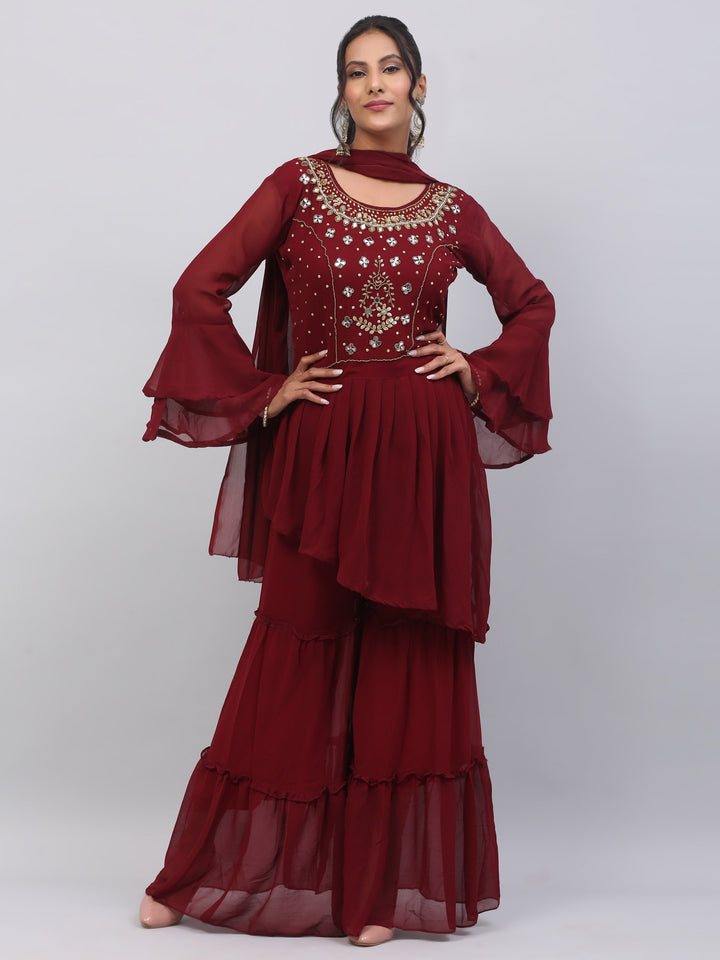 Maroon Georgette Suit
