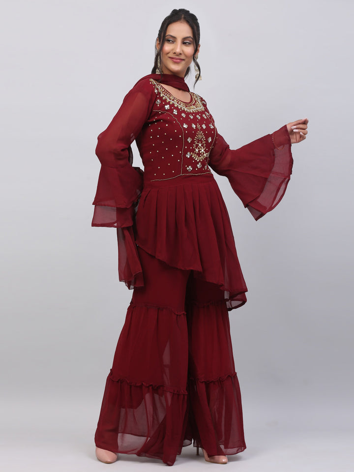 Maroon Georgette Suit