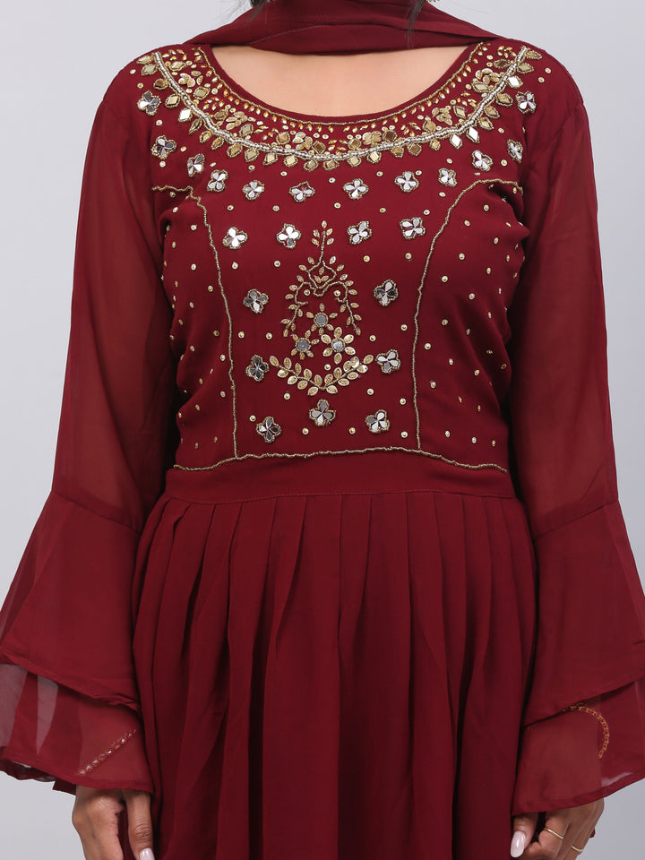 Maroon Georgette Suit