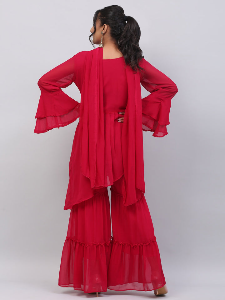 Red Georgette Suit