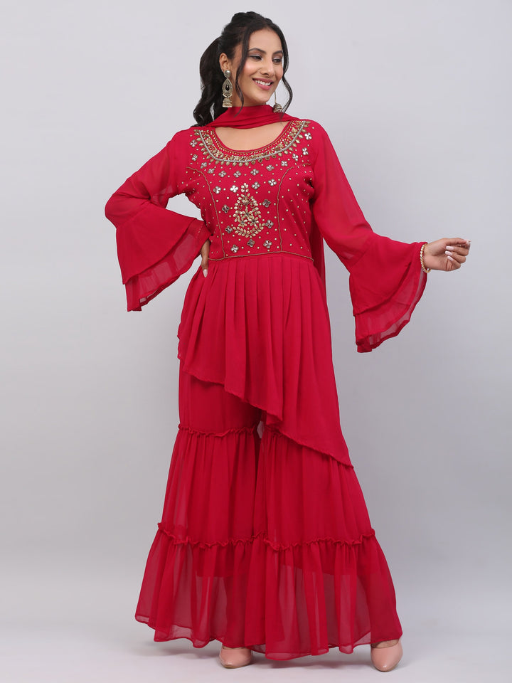 Red Georgette Suit