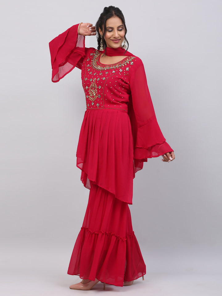Red Georgette Suit