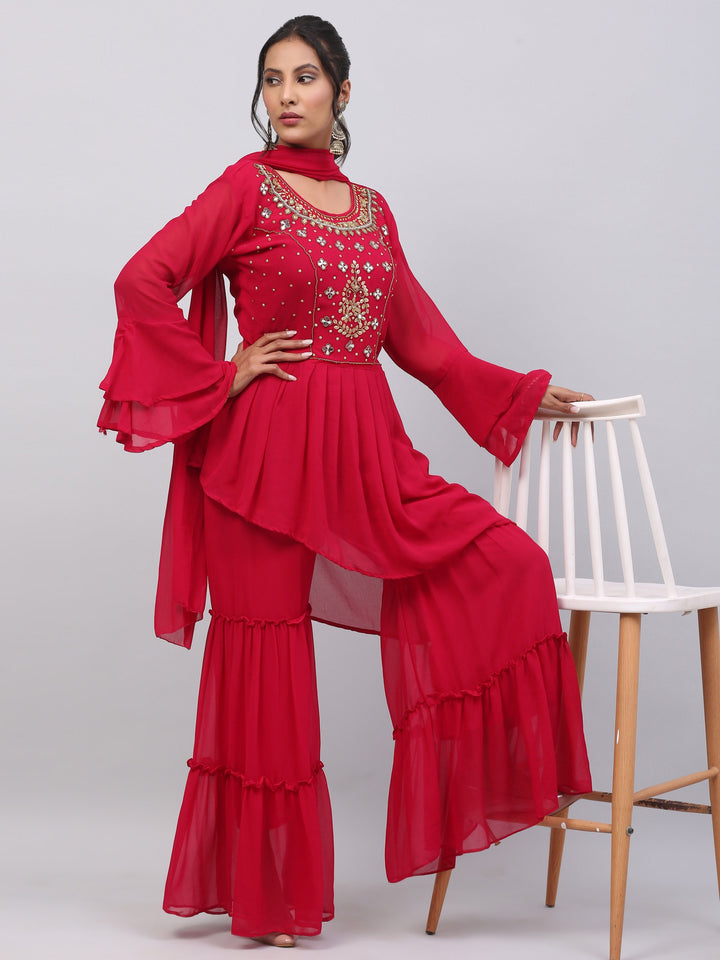 Red Georgette Suit