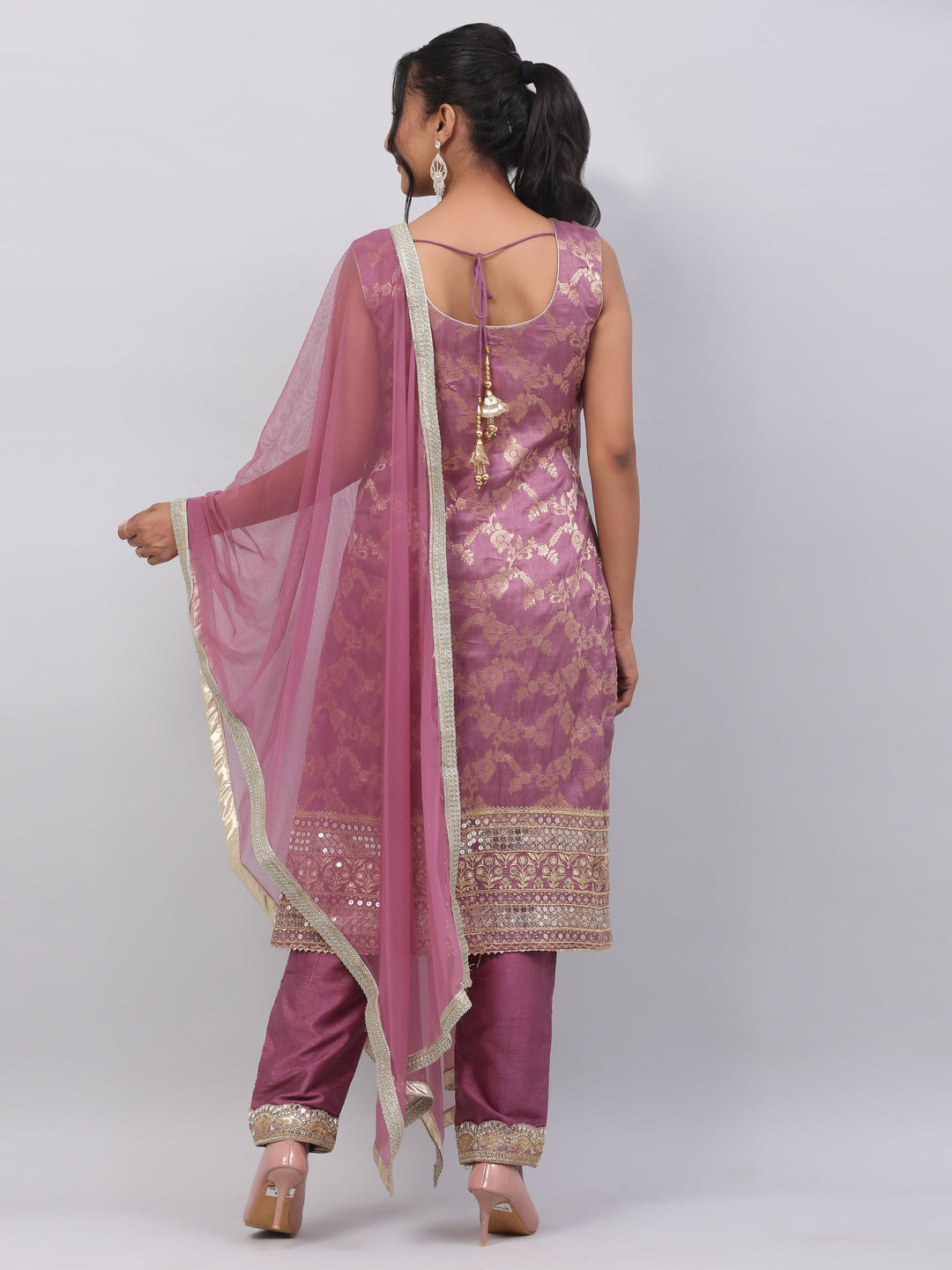Purple brocade suit