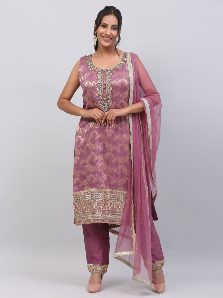 Purple brocade suit