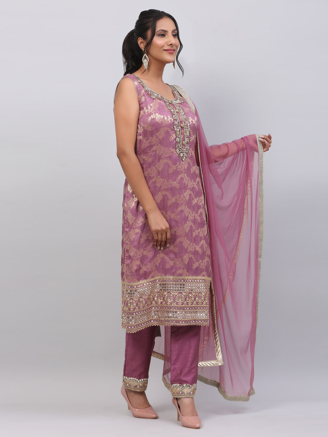 Purple brocade suit