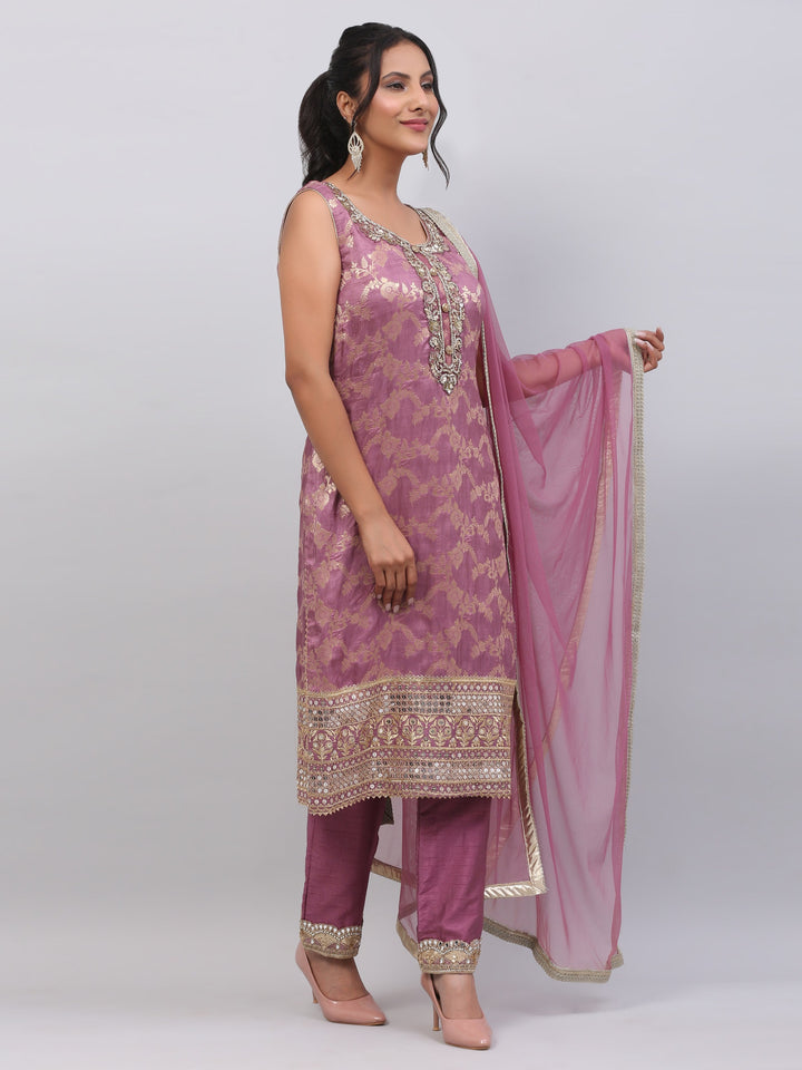 Purple brocade suit