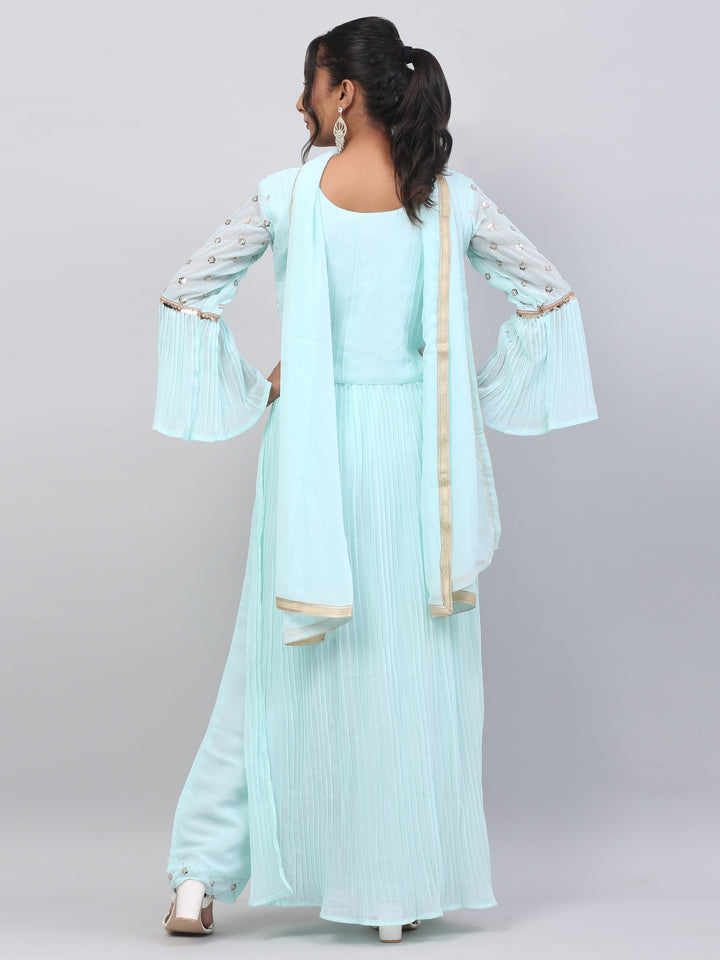 Sky Blue Long Kurti Suit