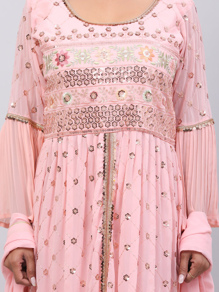 Pink Long Kurti Suit