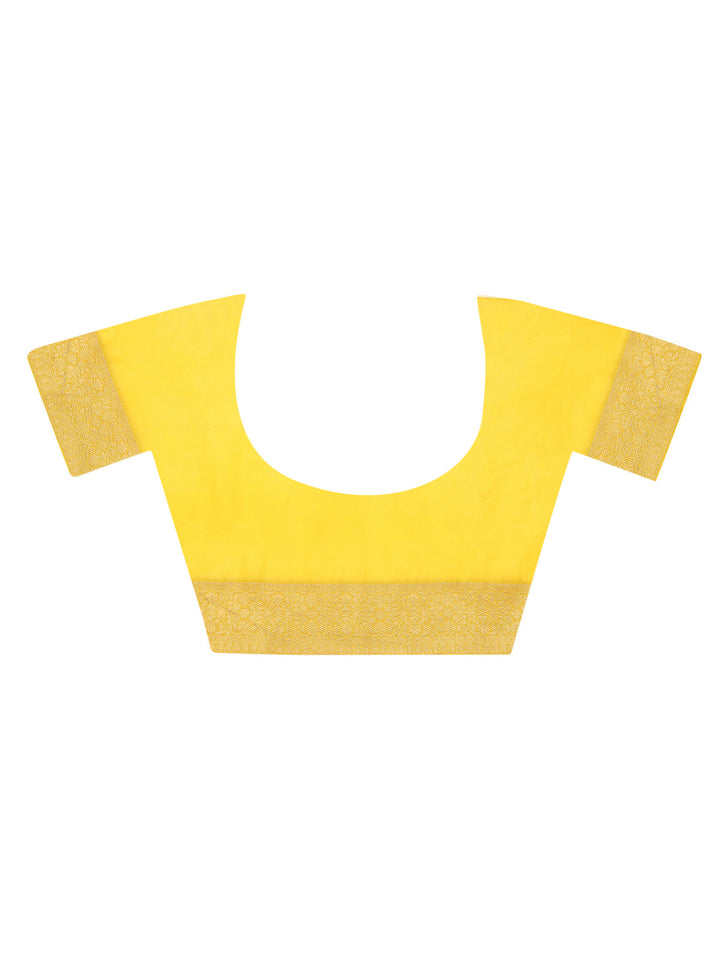 Yellow Banarasi Organza Saree