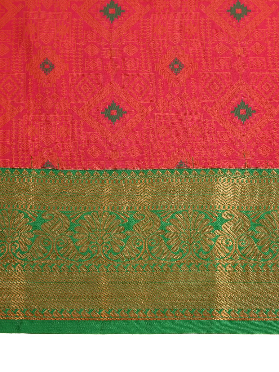 Pink Green Kanjivaram Silk Saree