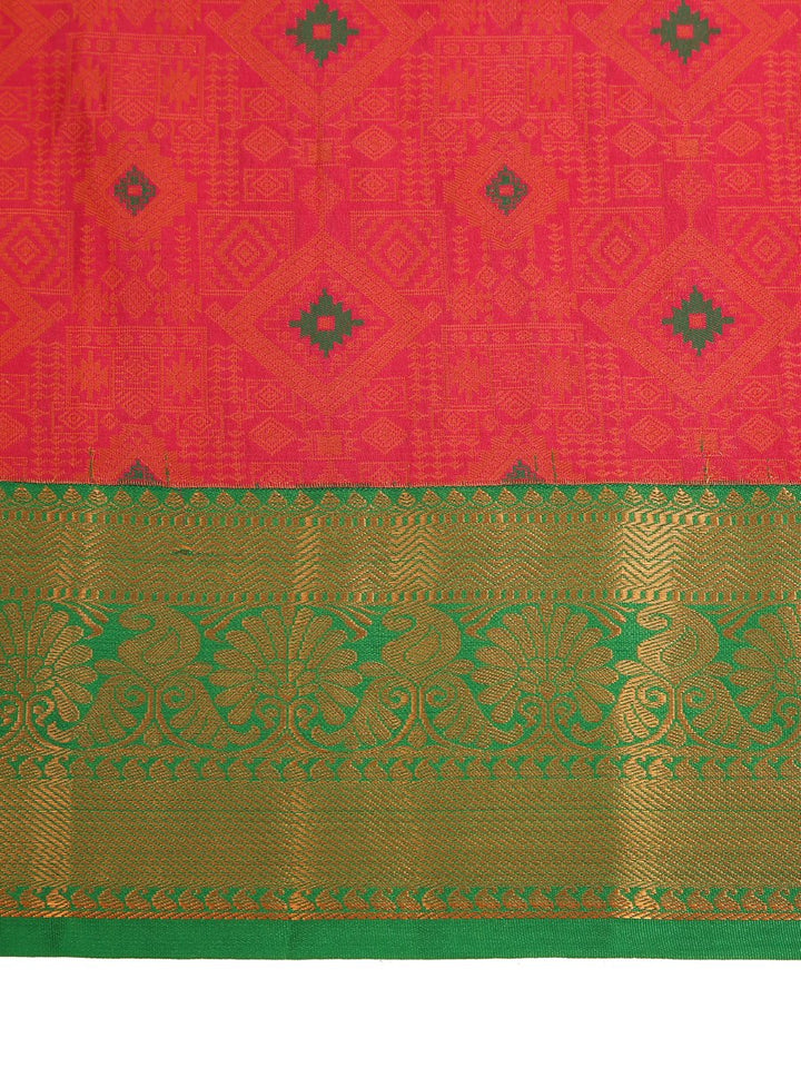 Pink Green Kanjivaram Silk Saree