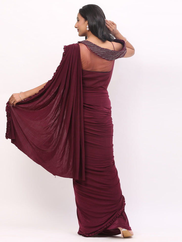 Wine Readymade Saree