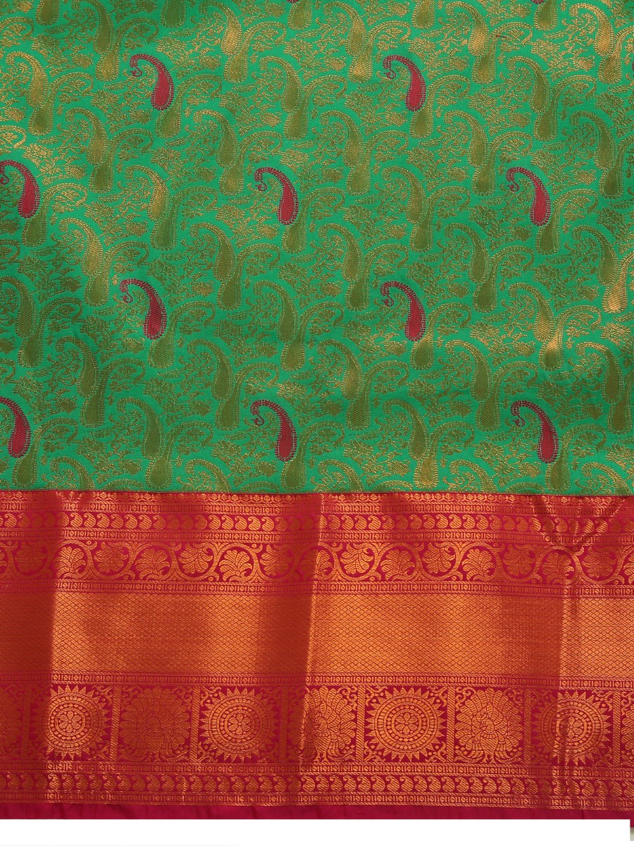 Green & Pink Kanjivaram Silk Saree