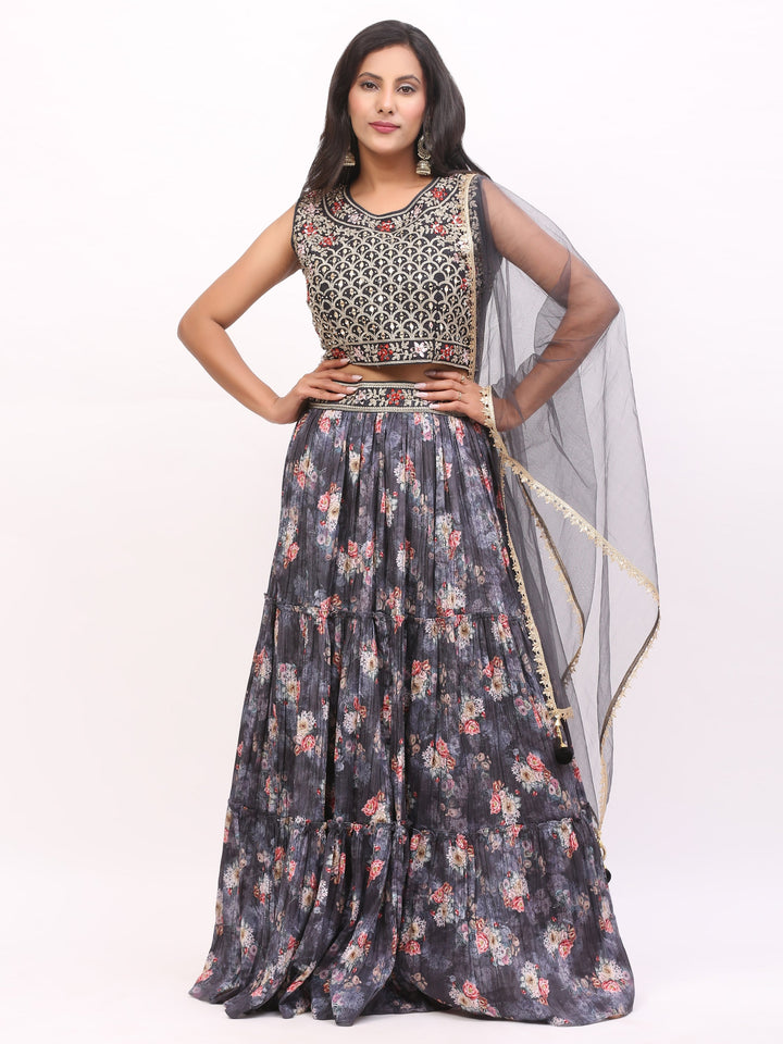 Grey Lehenga Skirt