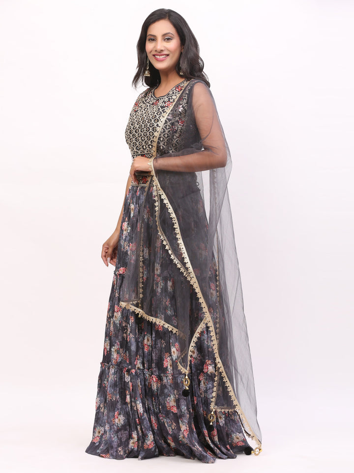 Grey Lehenga Skirt