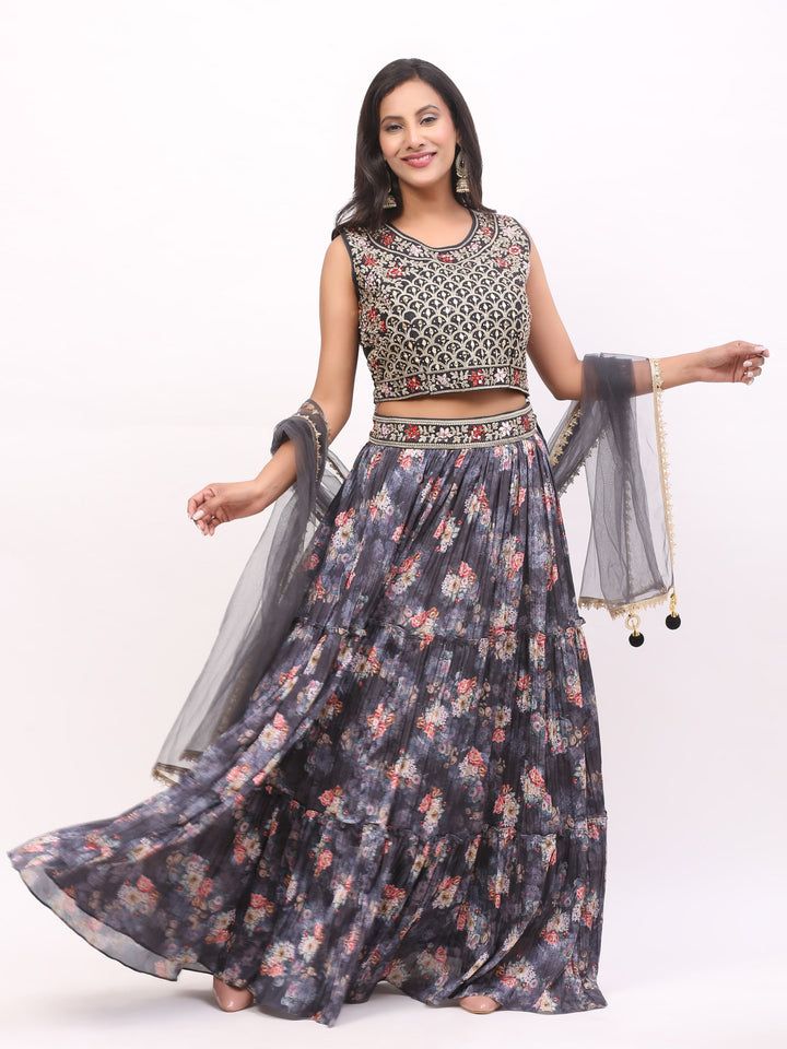 Grey Lehenga Skirt