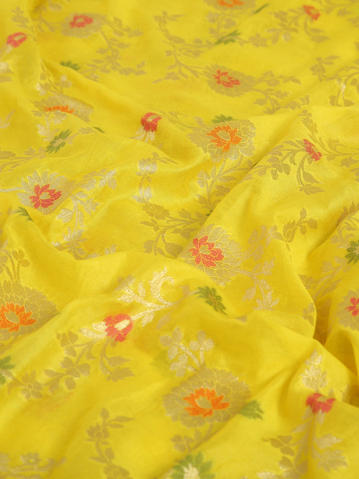 Yellow Banarasi Organza Saree