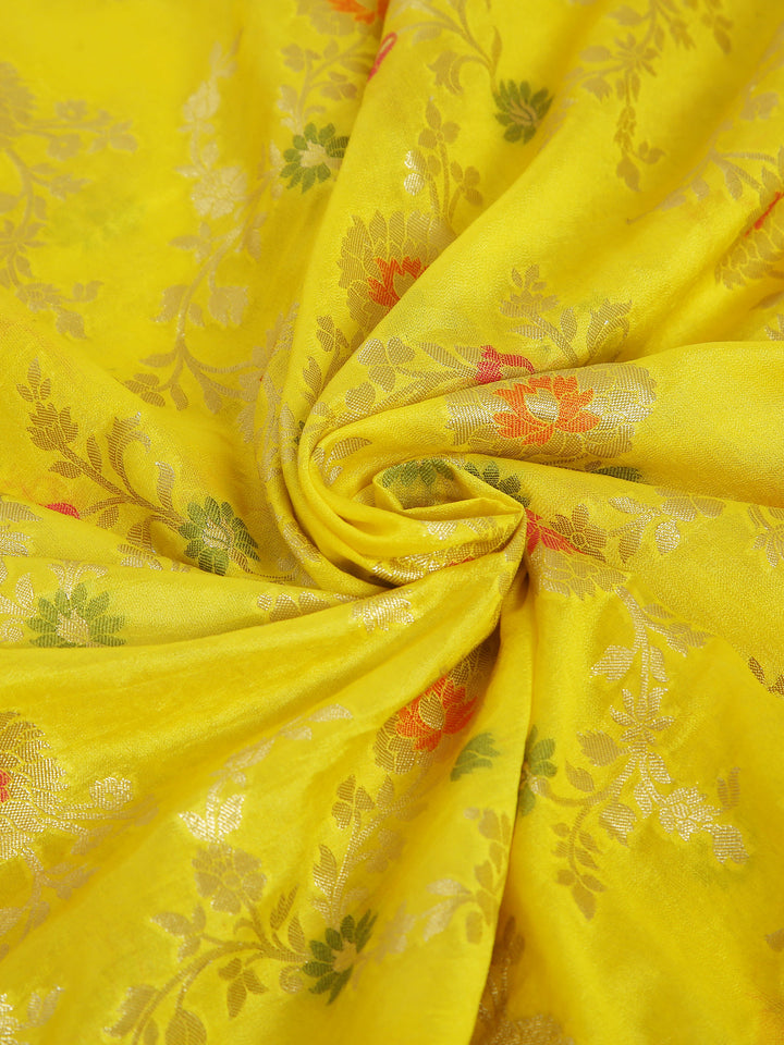Yellow Banarasi Organza Saree