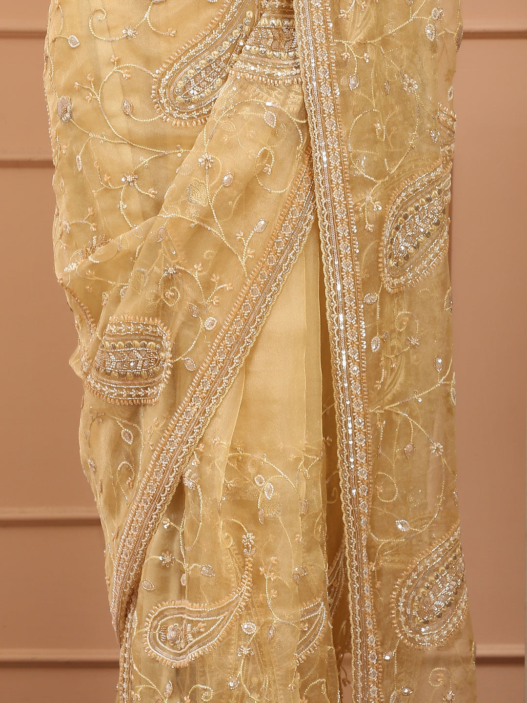Gold Net Saree
