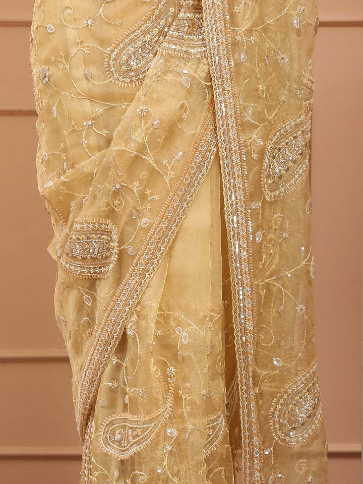 Gold Net Saree