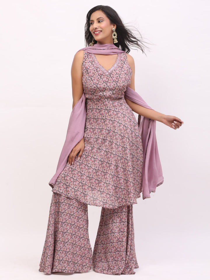 Purple Crepe Suit