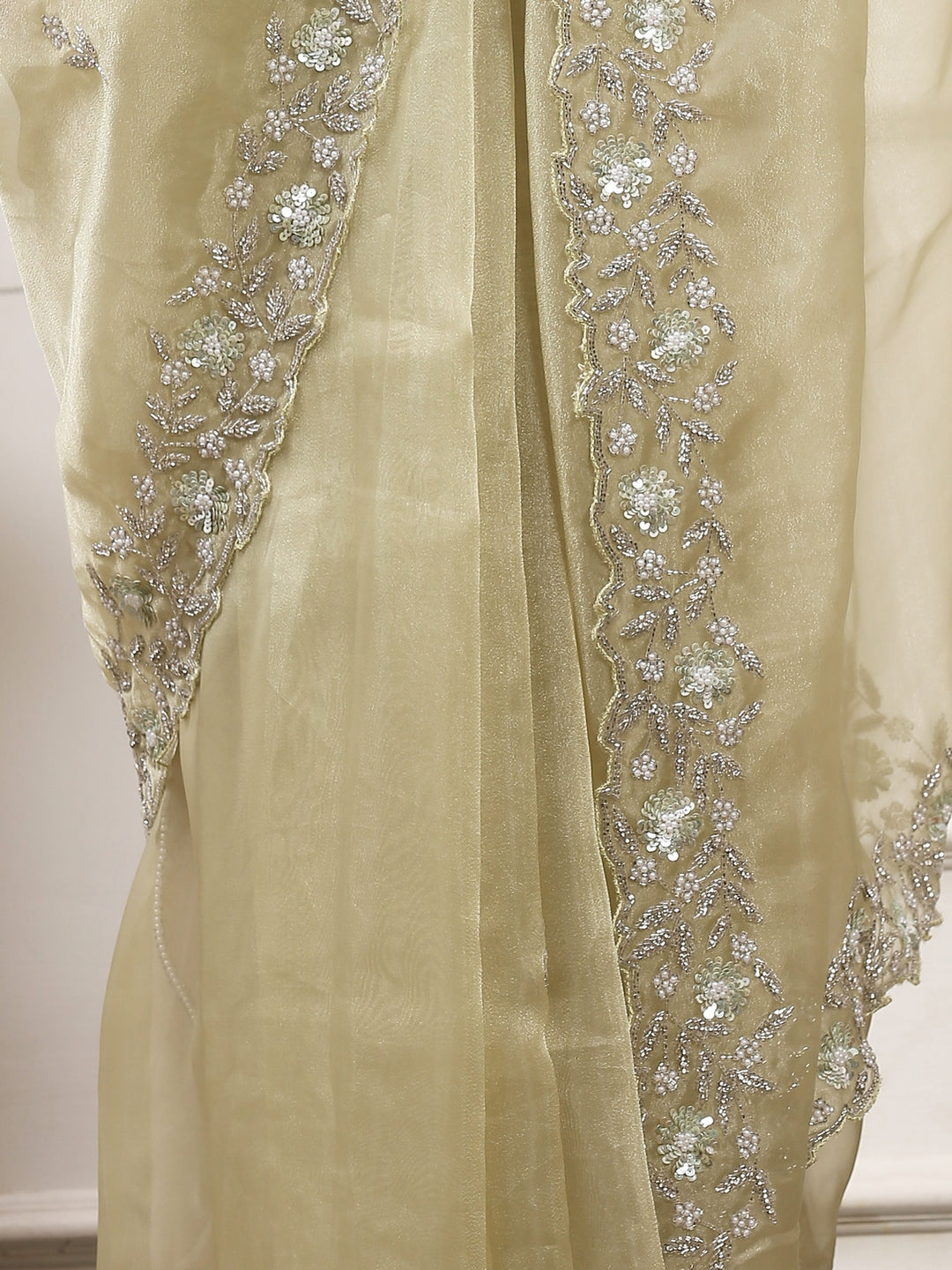 Pista Green Saree
