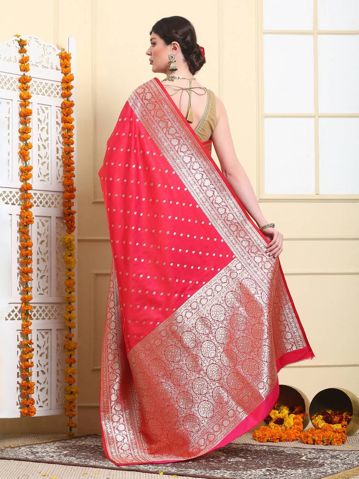 Ruby Red Banarasi Katan Silk Saree