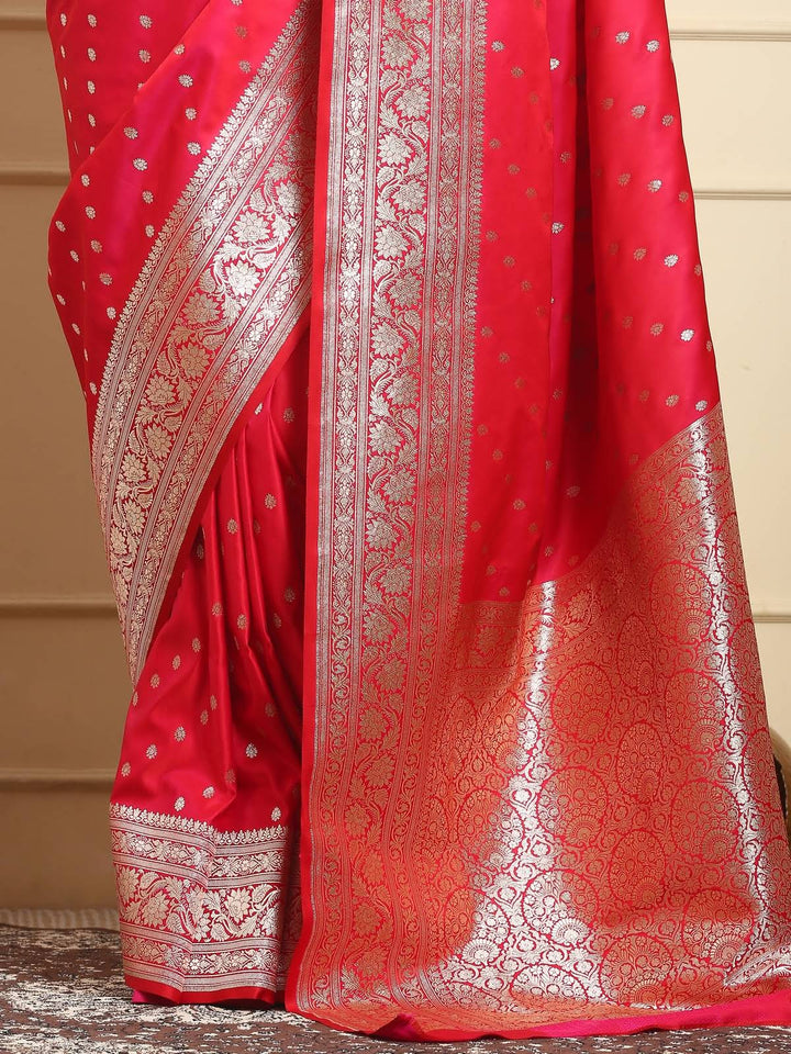Ruby Red Banarasi Katan Silk Saree