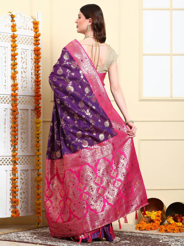 Deep Purple Banarasi Silk Saree