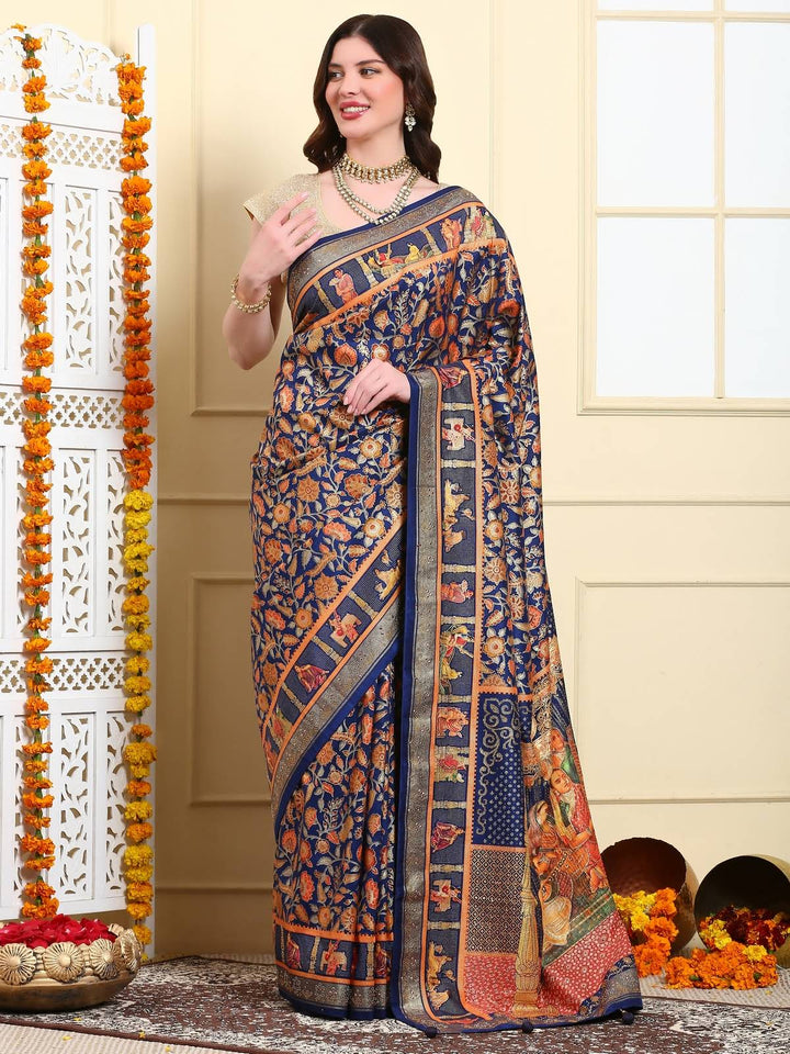 Royal Blue Patola Silk Saree