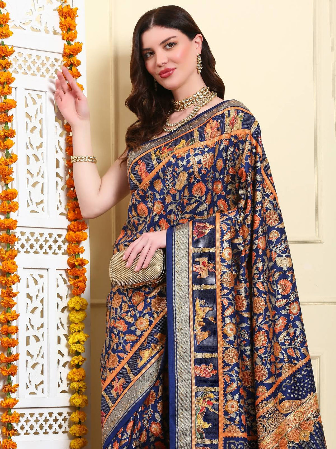 Royal Blue Patola Silk Saree