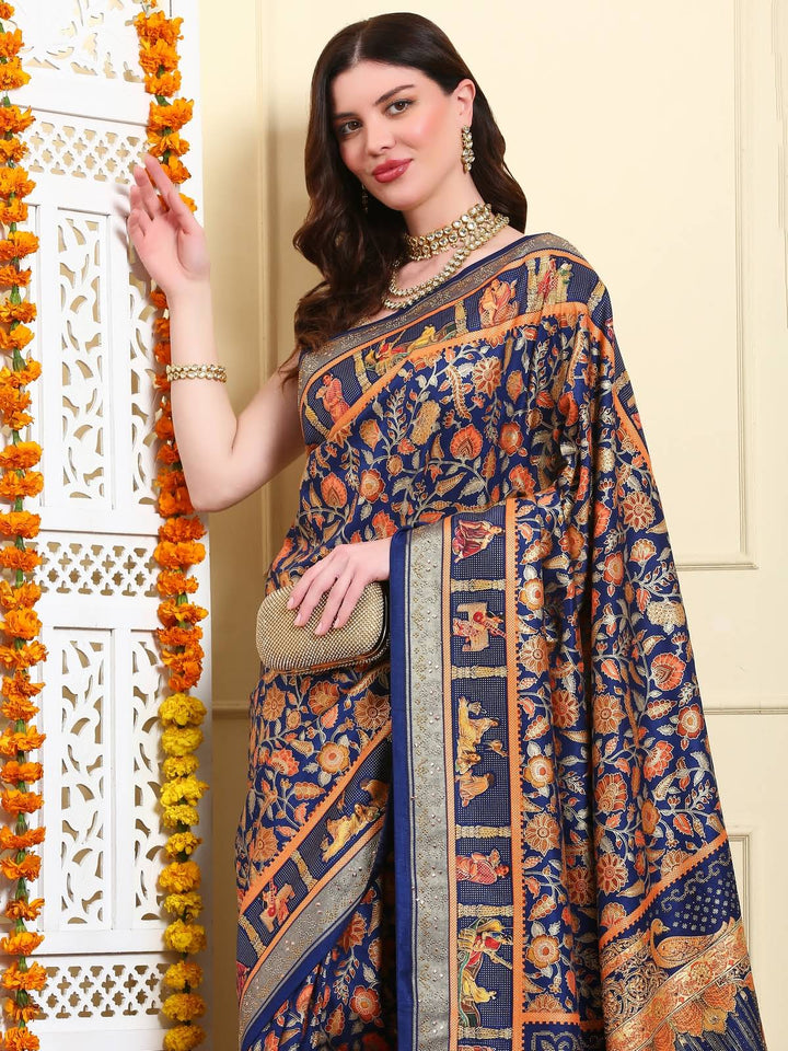 Royal Blue Patola Silk Saree