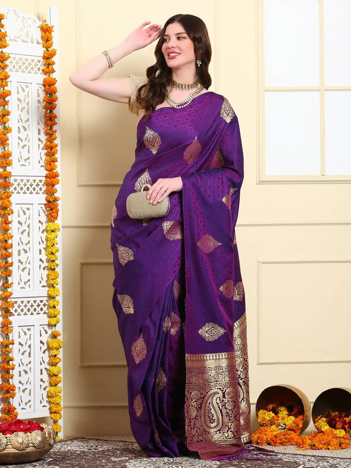 Purple Tanchui Silk Saree