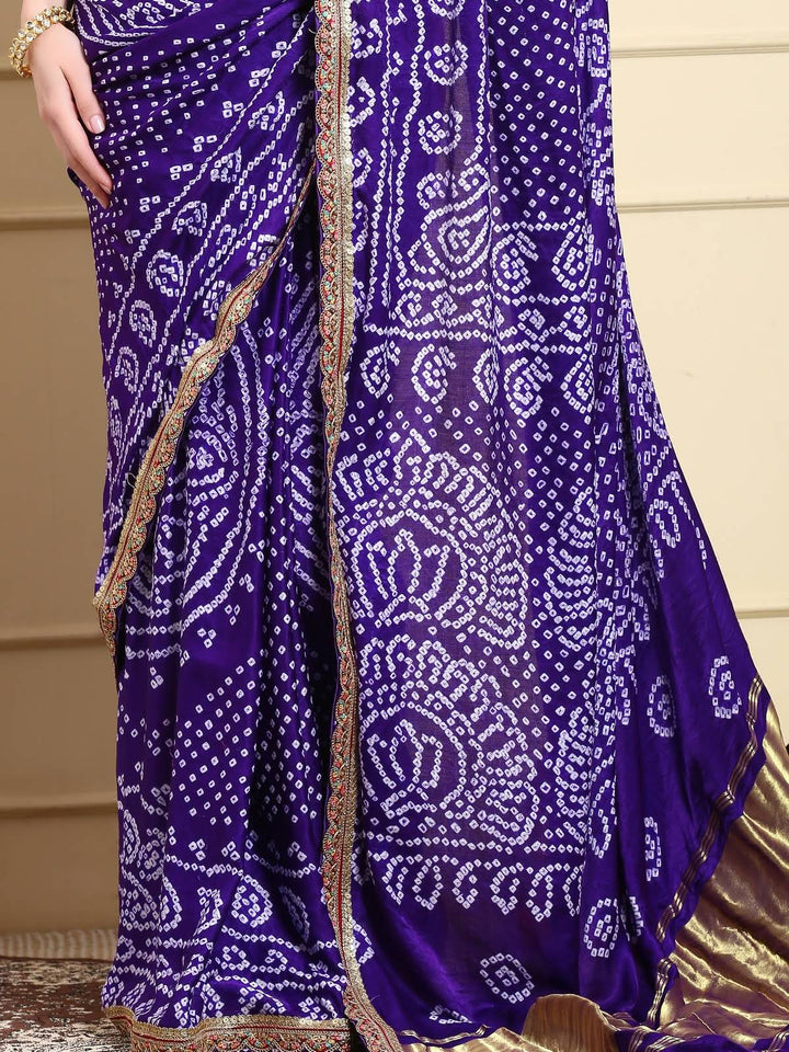 Mystic Purple Bandhini Silk Saree