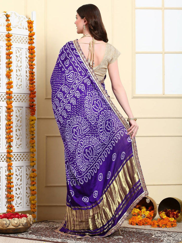 Mystic Purple Bandhini Silk Saree