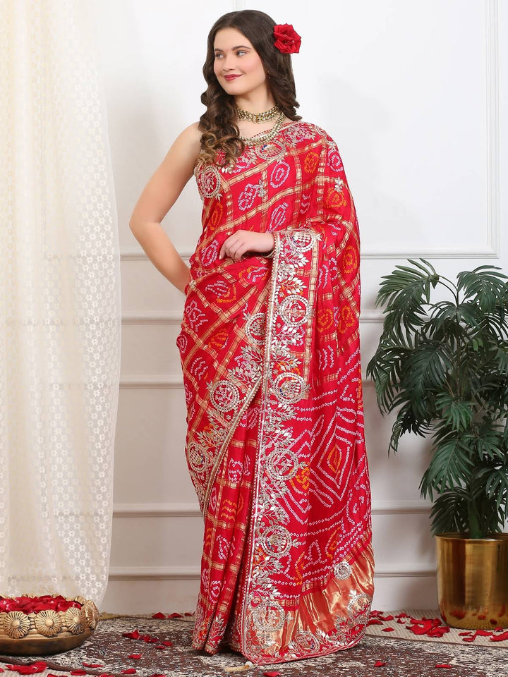 Ruby Red Gharchola Silk Saree