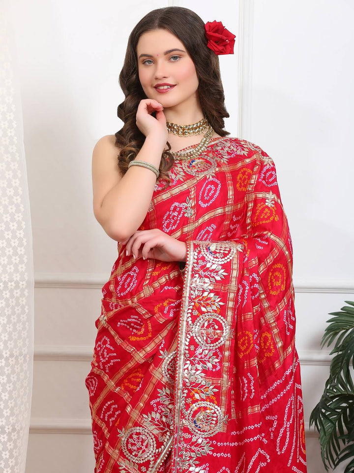 Ruby Red Gharchola Silk Saree