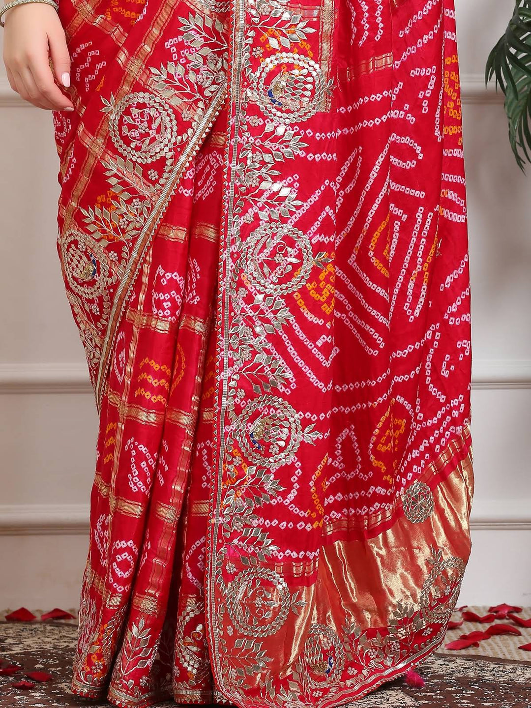 Ruby Red Gharchola Silk Saree