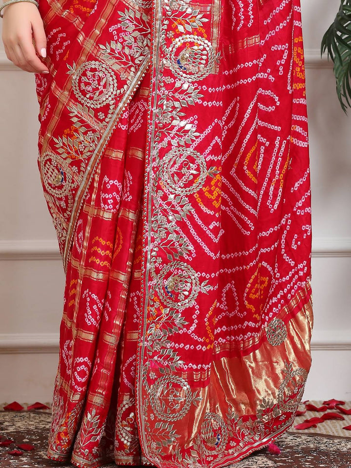Ruby Red Gharchola Silk Saree