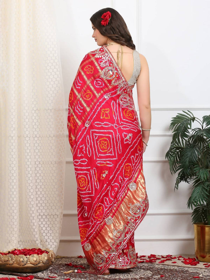 Ruby Red Gharchola Silk Saree