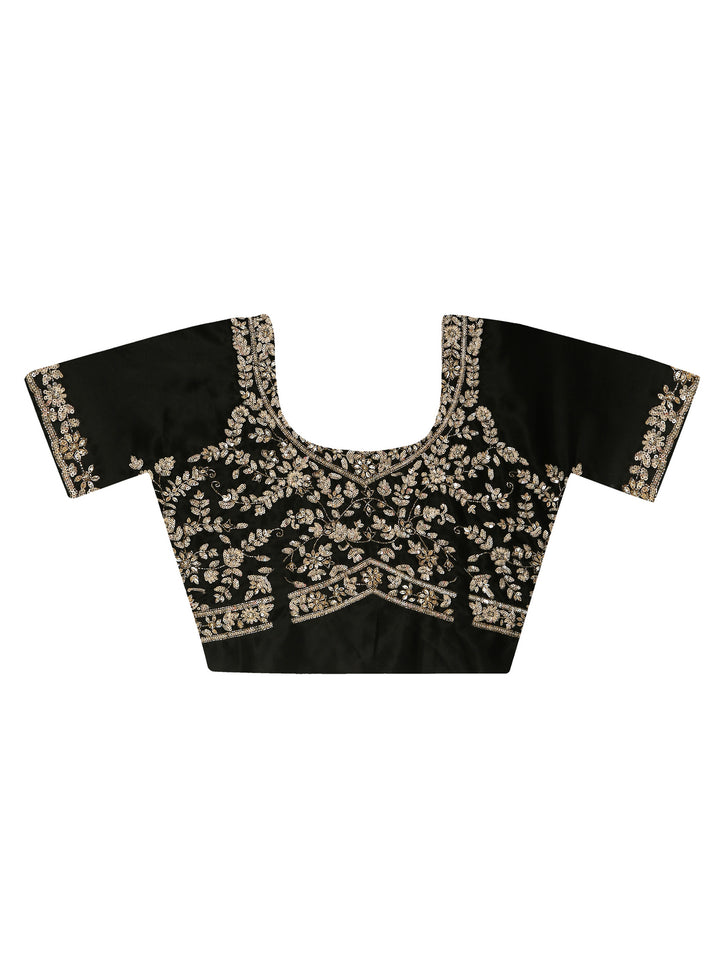 Black Satin Saree