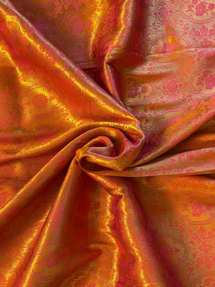 Flame Orange Jacquard Silk Saree