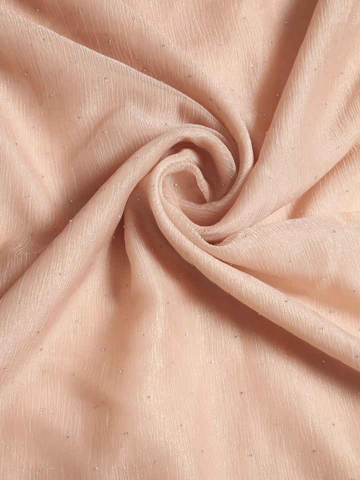 Peach Crepe Chiffon Saree
