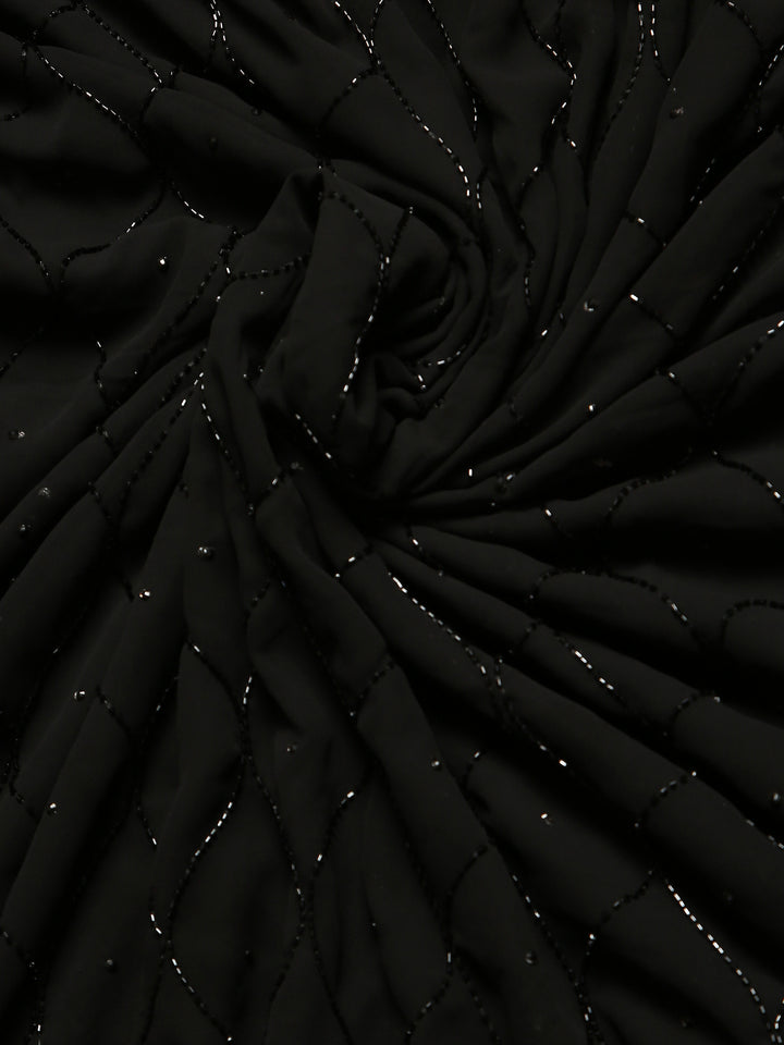 Black Georgette Sequin Saree