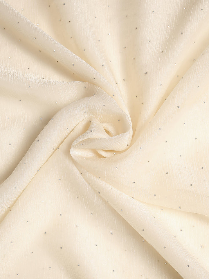 Ivory Crepe Chiffon Saree