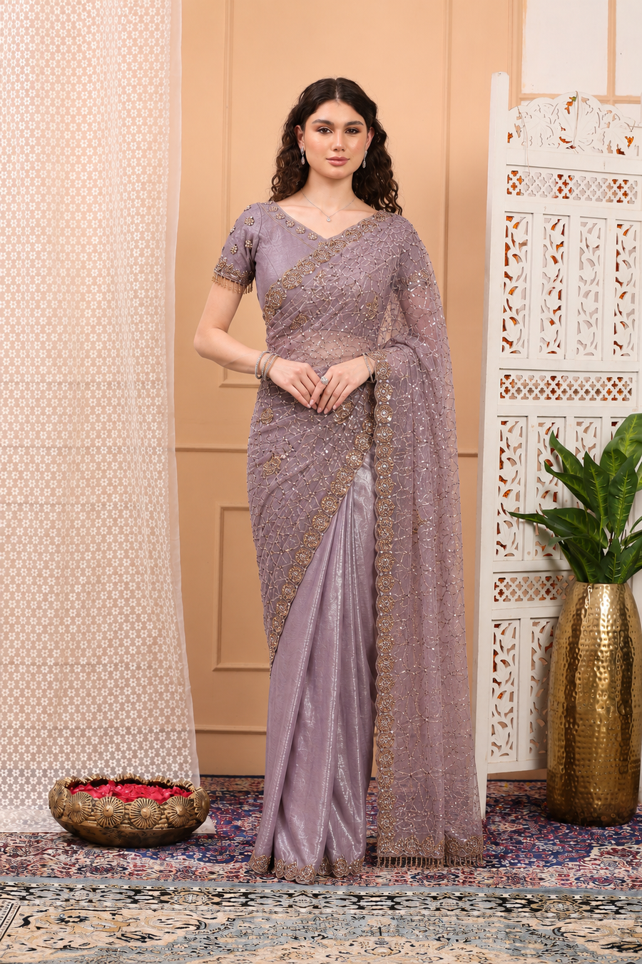 Lilac saree
