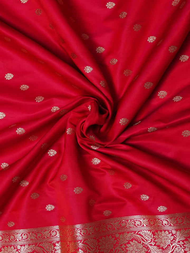 Ruby Red Banarasi Katan Silk Saree