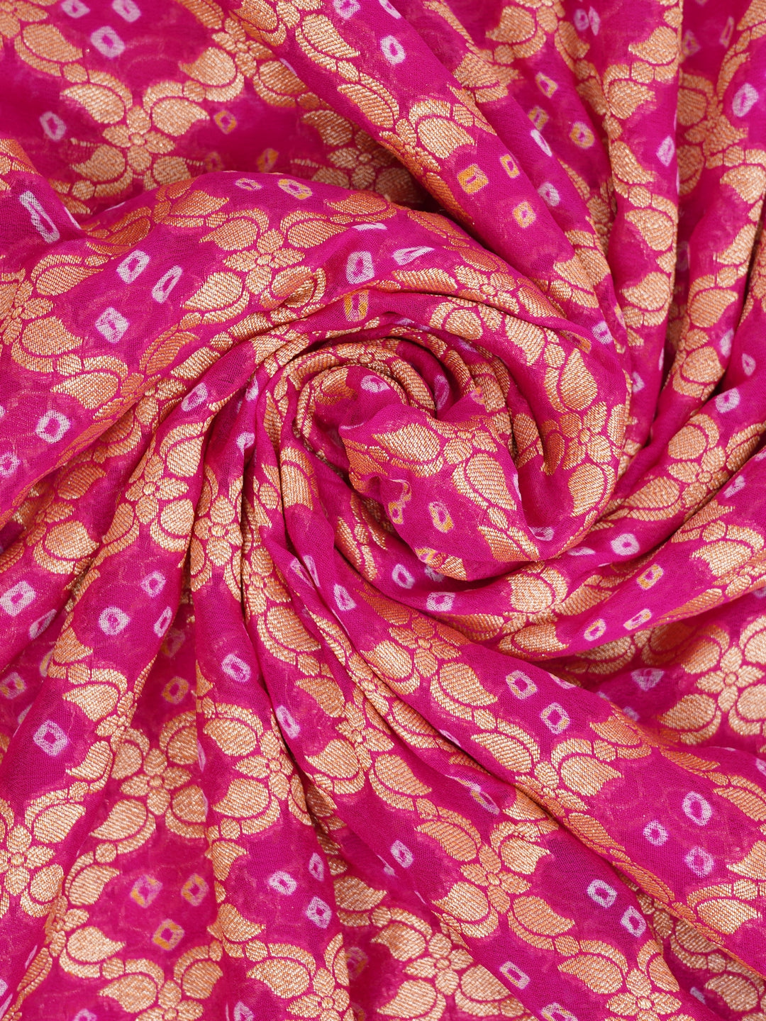 Pink Khaddi Georgette Bandhej Saree